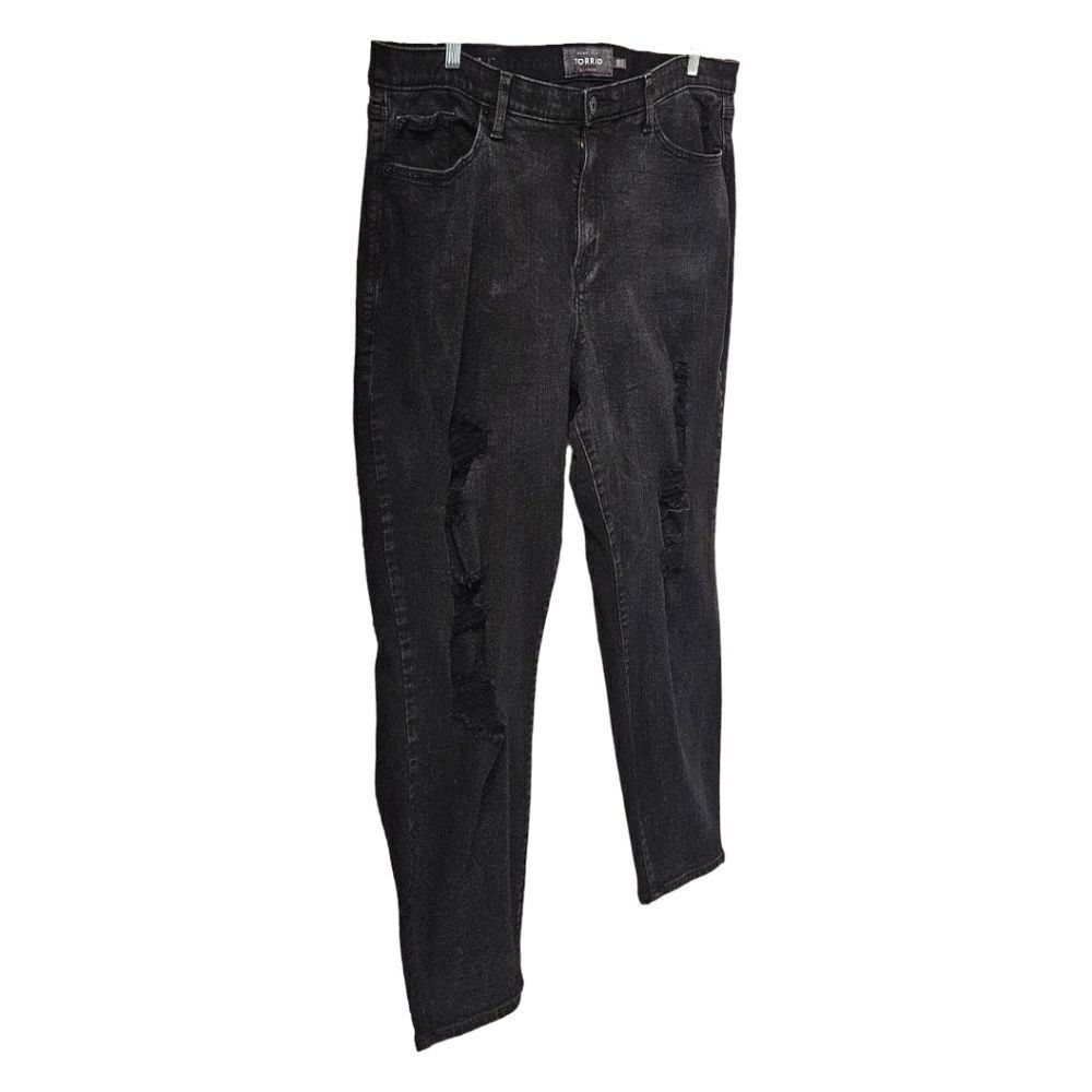TORRID Premium Sky high skinny Jeans plus size 24 distressed Stretch black NEW - Picture 4 of 16